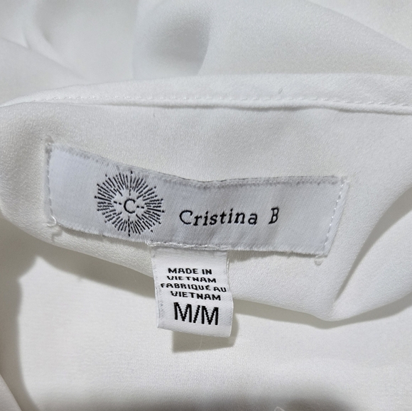 Cristina B Women's Size Medium Elegant White Women's Top - Picture 4 of 5